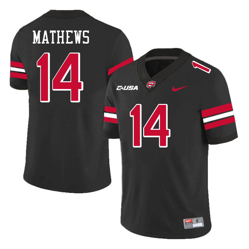 Devonte Mathews WKU Jersey,Western Kentucky Hilltoppers #14 Devonte Mathews Jersey Youth-Black